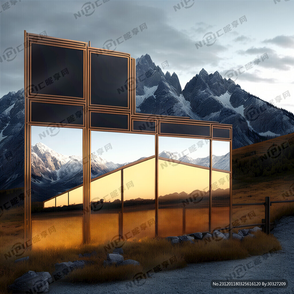 山造型屏风带灯光效果外面有方通