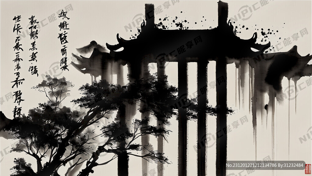 横向长方形的水墨画 意境强