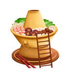 手绘美味火锅卡通插画素材