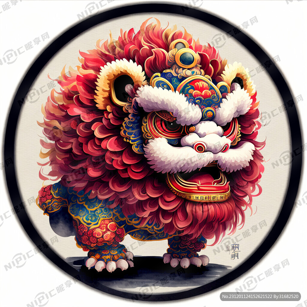 舞狮 喜庆 过年气息 红色