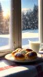 冬日 窗外 雪景 阳光 早餐 餐桌 奶油涂抹面包
奶油特写 浅景深 格子桌布 圣诞 慵懒