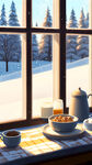 冬日 窗外 雪景 阳光 早餐 餐桌 涂抹面包

 浅景深 格子桌布 圣诞 慵懒 一碗奶油 不要牛奶 高调 明亮