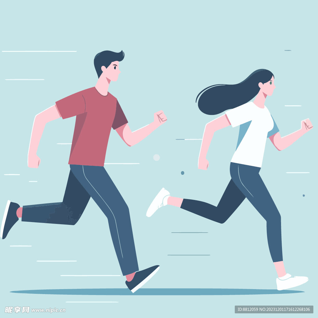 奔跑锻炼扁平插画