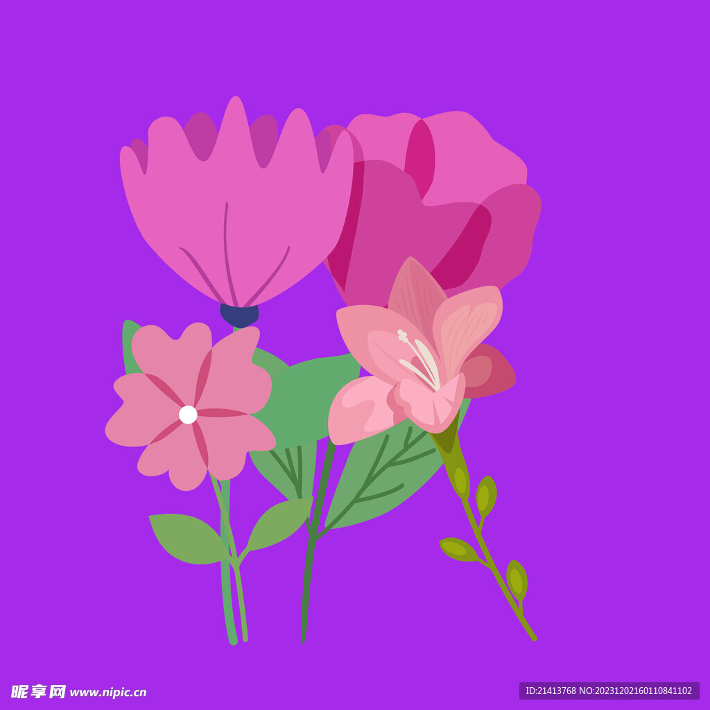 手绘鲜花花束