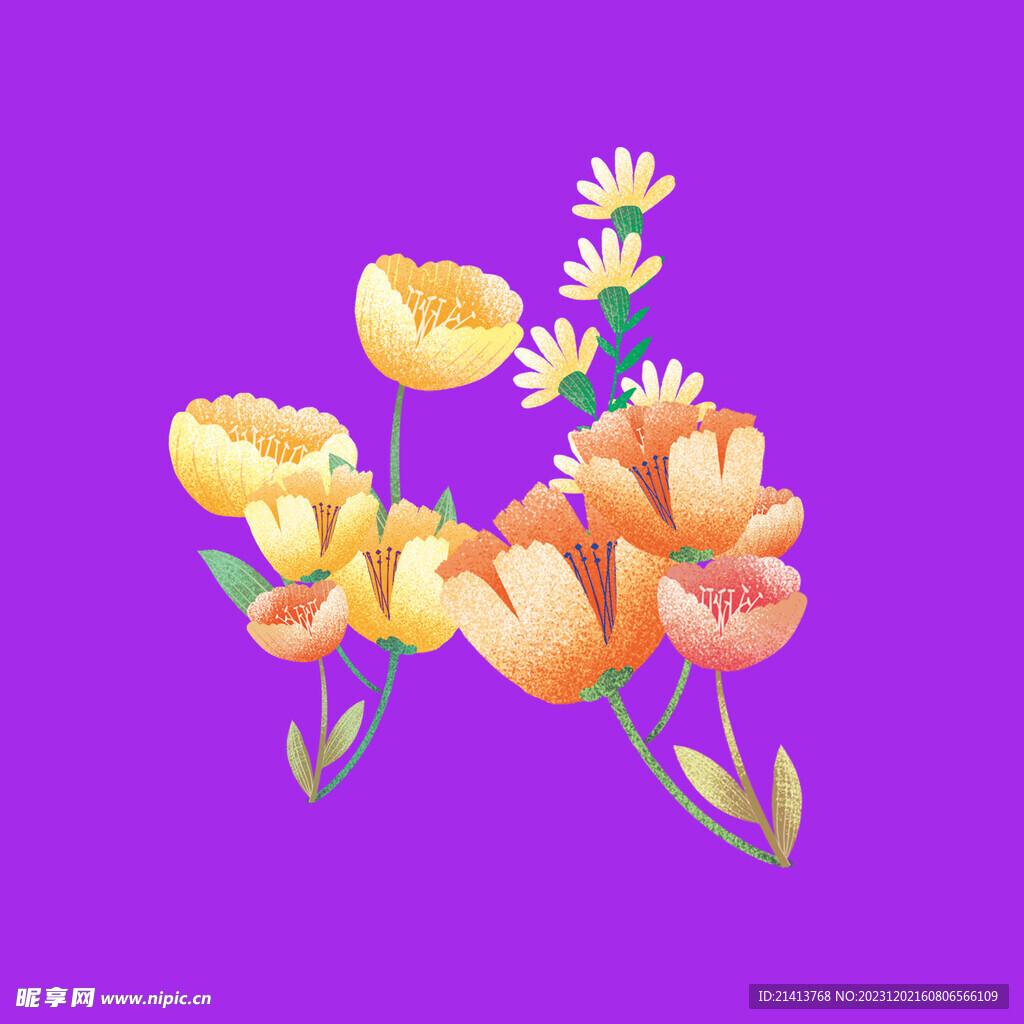 手绘鲜花花束