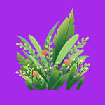手绘绿植绿叶