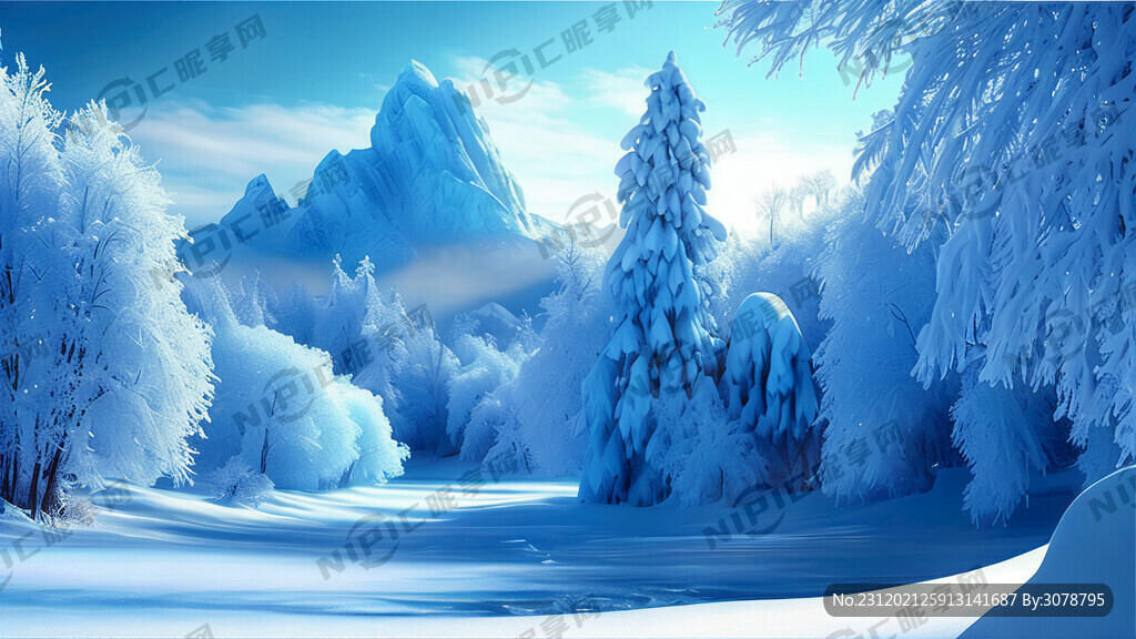 冰雪世界 蓝色场景  壮丽风景