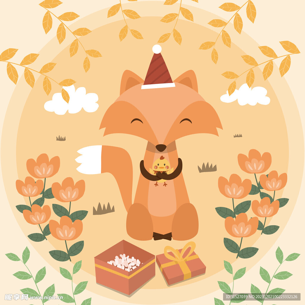 手绘狐狸插画