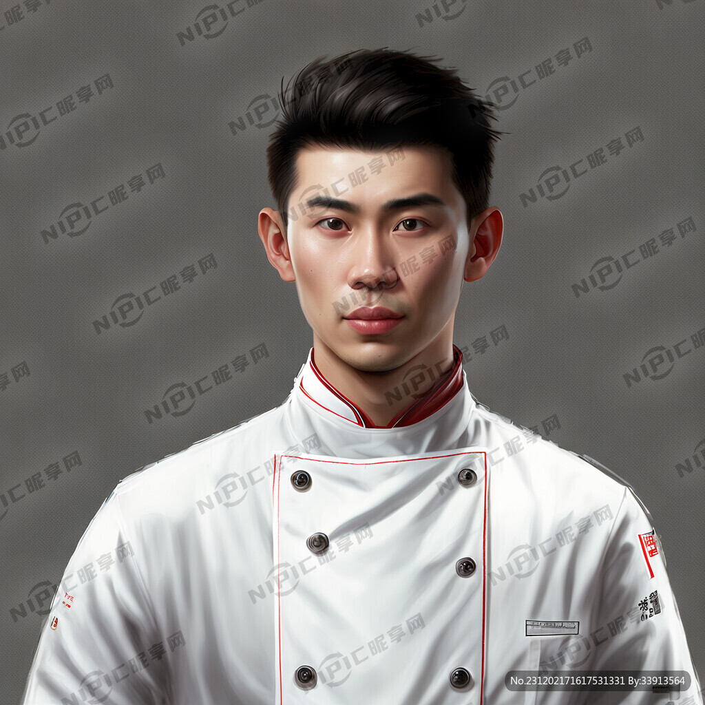 厨师 男性 帅 白衣服 写实