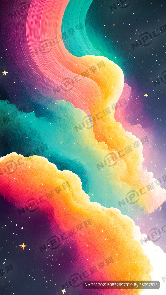 简洁 彩色线条 星云 白底
