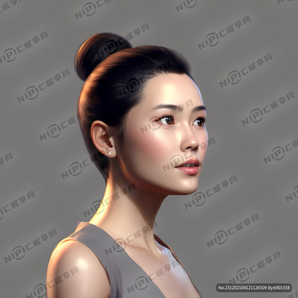 女性模特 头部 仰头