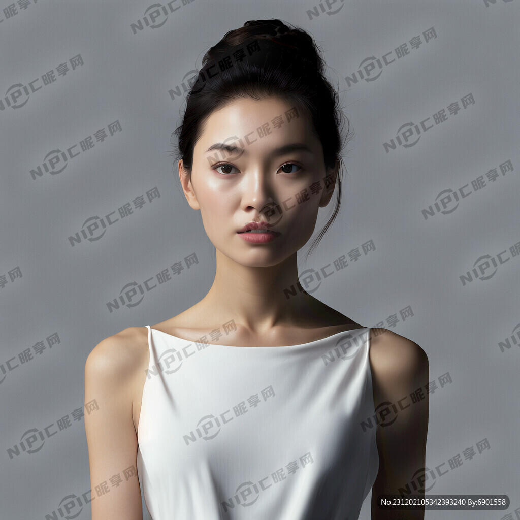女性模特 正面 面部 下巴