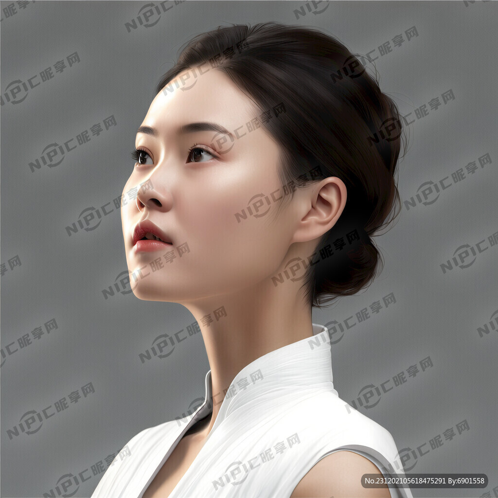 女性 模特 白色衣服 下颚