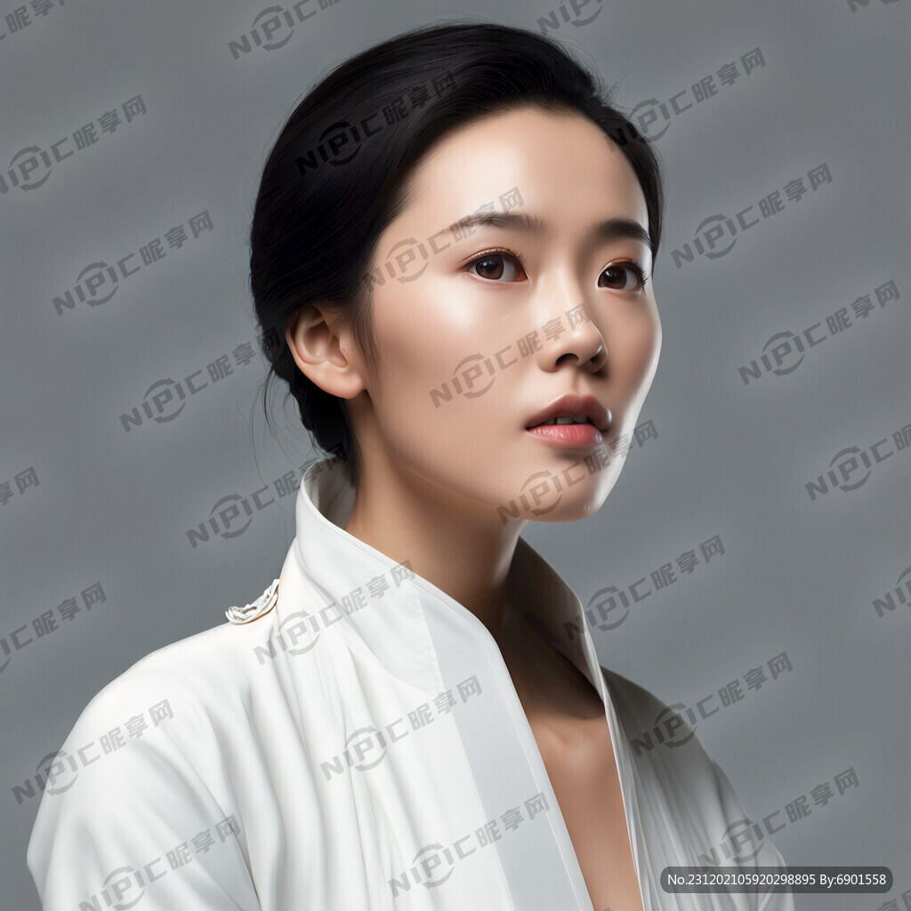 女性 模特 白色衣服 正面