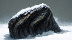 怪石，黑暗，扭曲，有雪