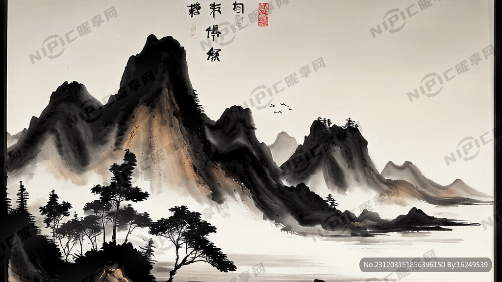 山海关 中国风 中国画 山水