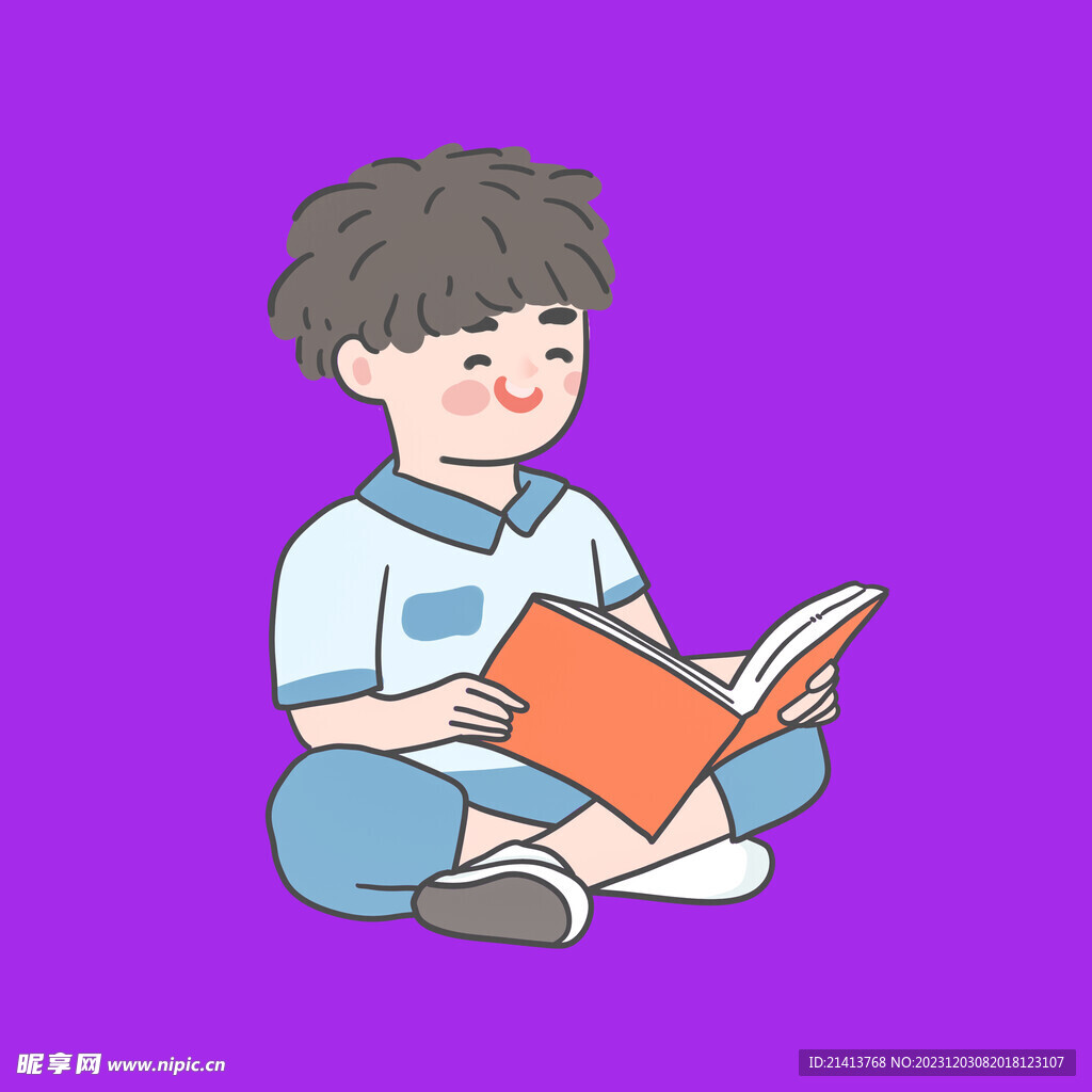 手绘书本读书