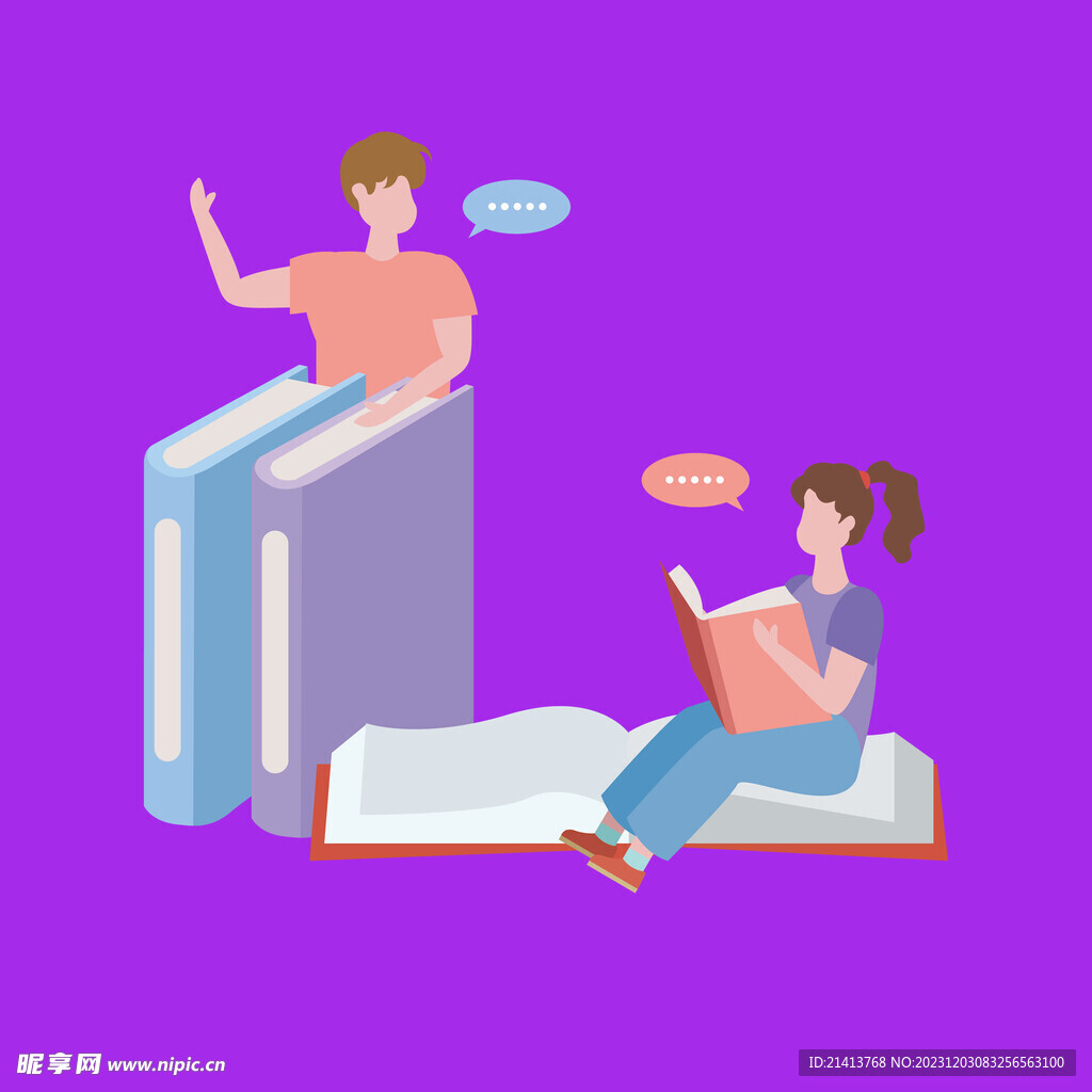 手绘书本读书
