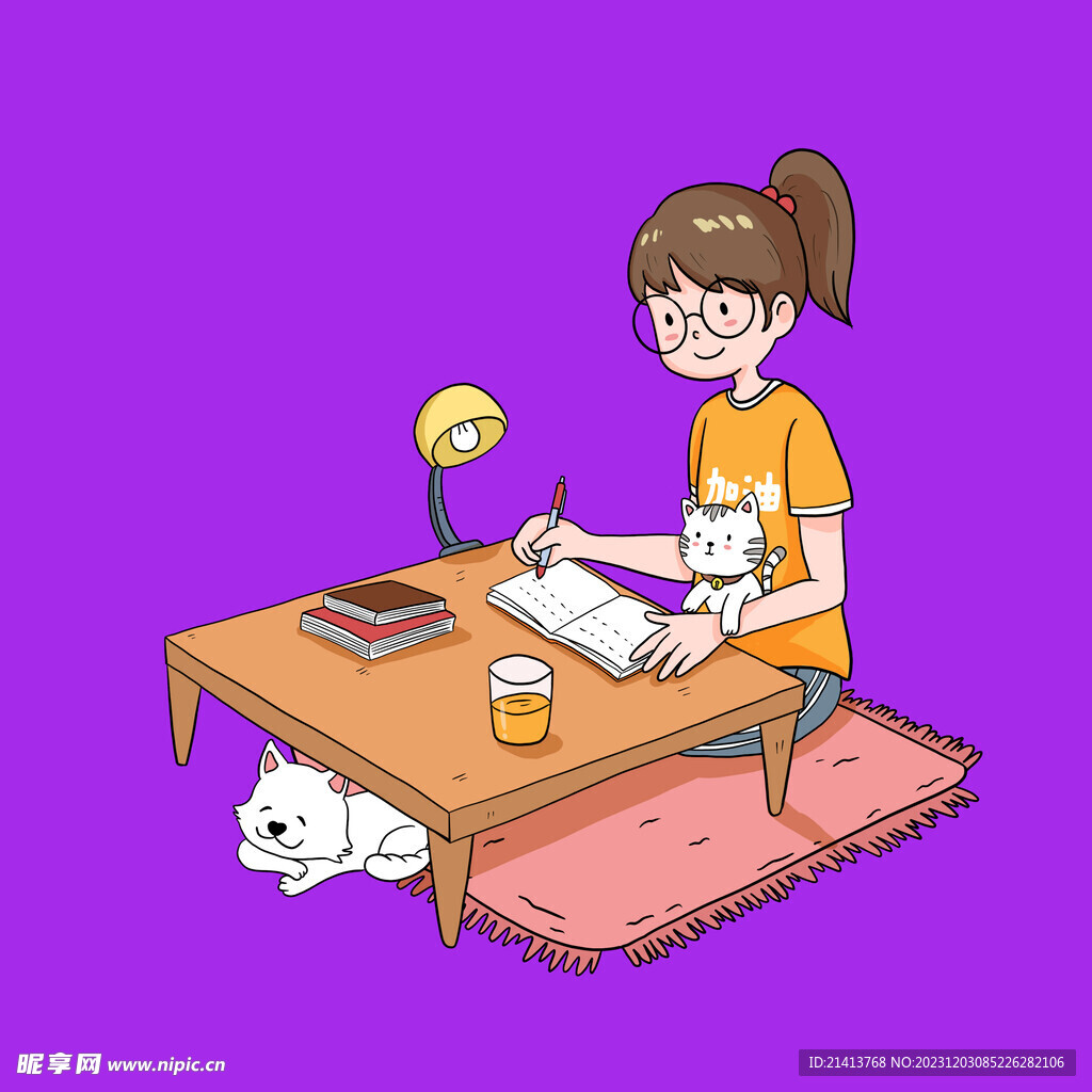 手绘书本读书