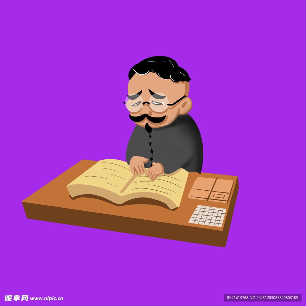 手绘书本读书