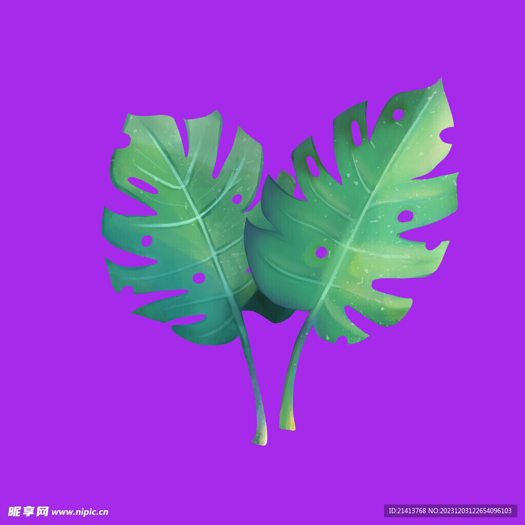 手绘绿植绿叶