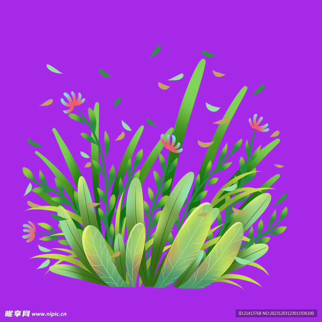 手绘绿植绿叶