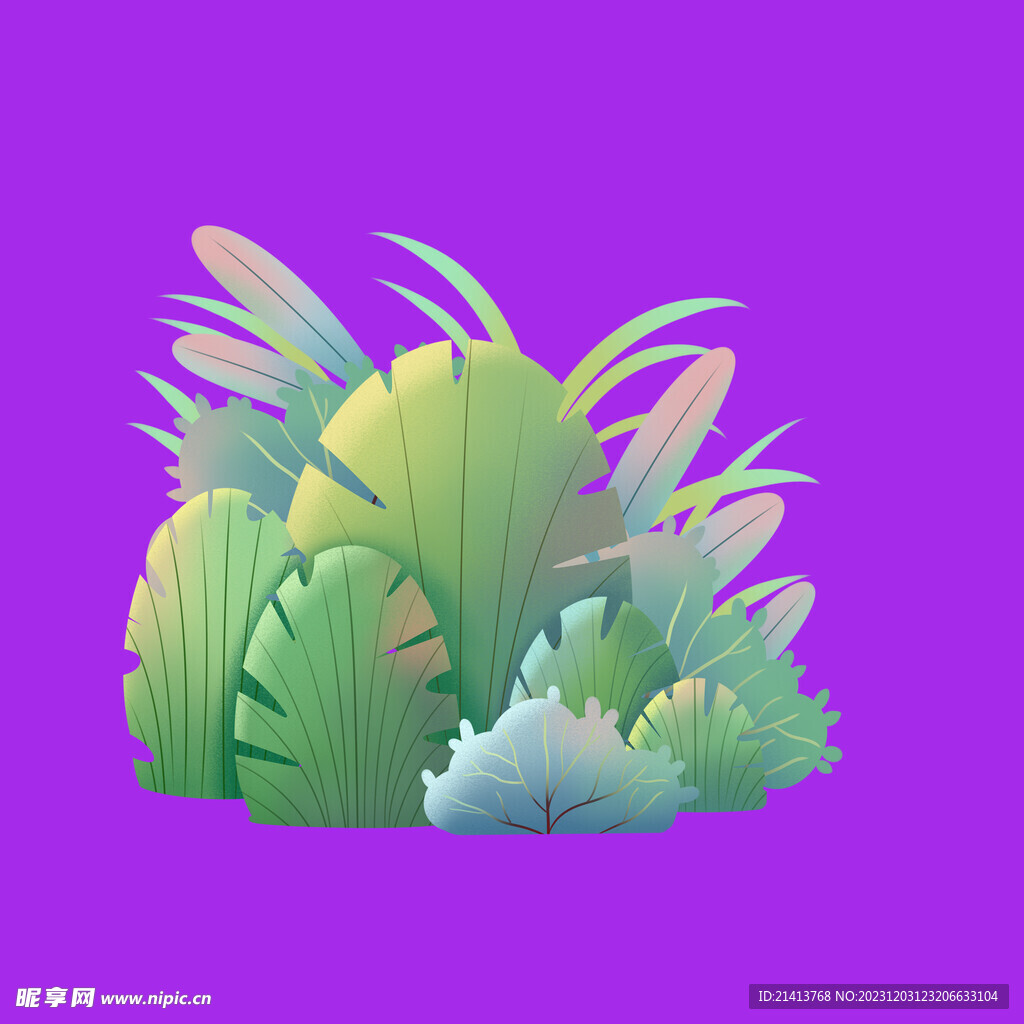 手绘绿植绿叶