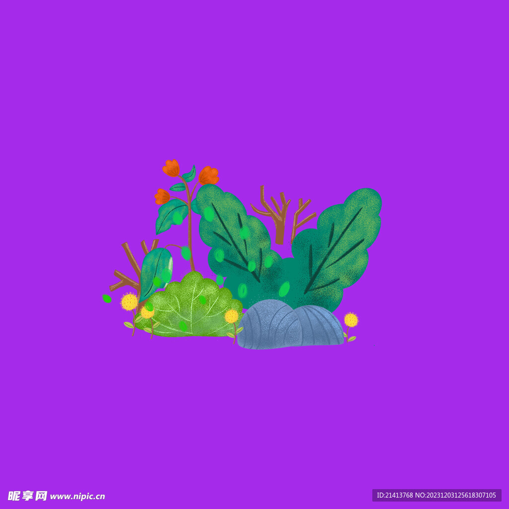 手绘绿植绿叶