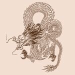 手绘中国龙版画插画