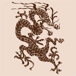 手绘中国龙版画插画
