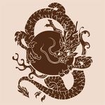 手绘中国龙版画插画