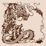 手绘中国龙版画插画