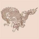 手绘中国龙版画插画