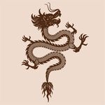 手绘中国龙版画插画