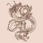 手绘中国龙版画插画