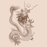 手绘中国龙版画插画
