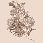 手绘中国龙版画插画