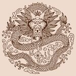 手绘中国龙版画插画