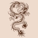 手绘中国龙版画插画