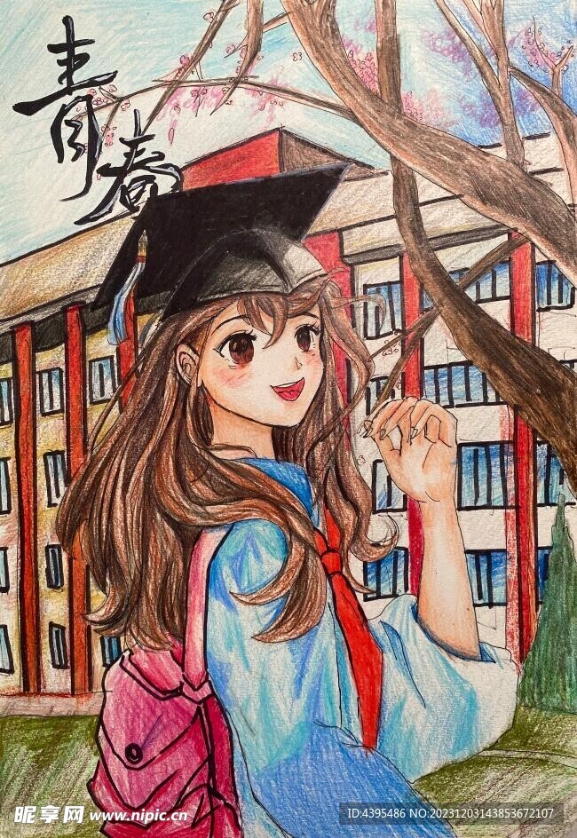 青春彩铅画