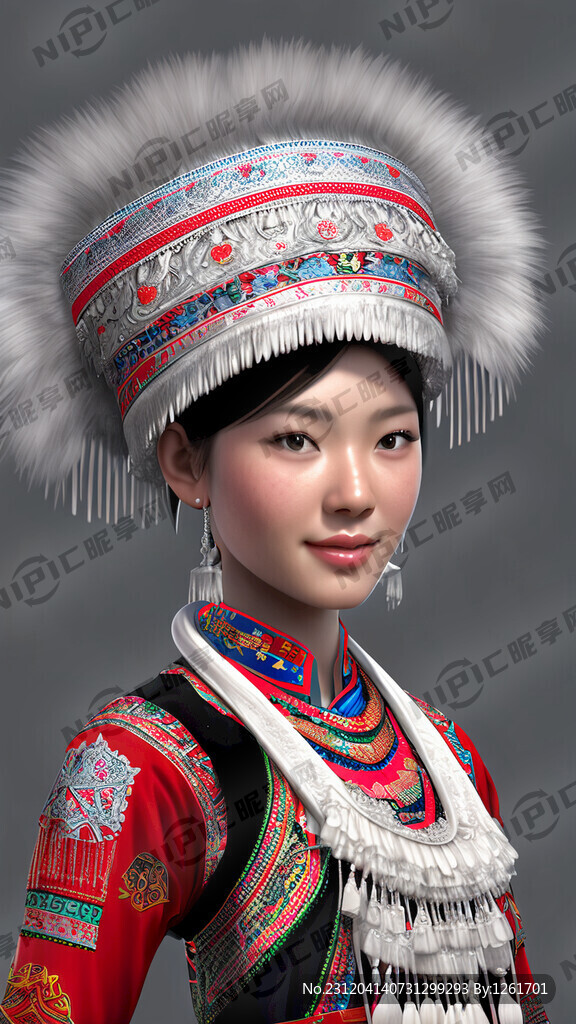 苗族少女全身照 苗族四件套