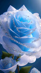 蓝色花朵玫瑰花
