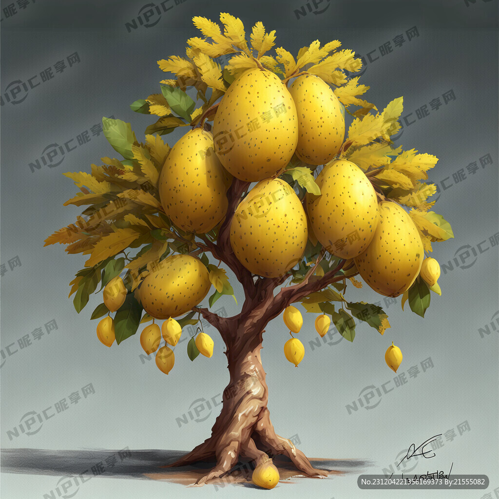 手绘黄皮果树