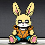 卡通玩偶兔子 嘻哈风格 坐着 线条描绘 涂鸦