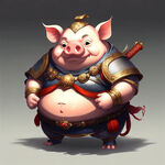 猪八戒 卡通  满身盔甲 全身 肥胖