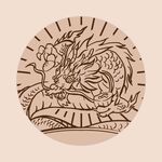 手绘中国龙版画插画