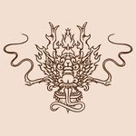 手绘中国龙版画插画
