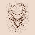  手绘中国龙版画插画