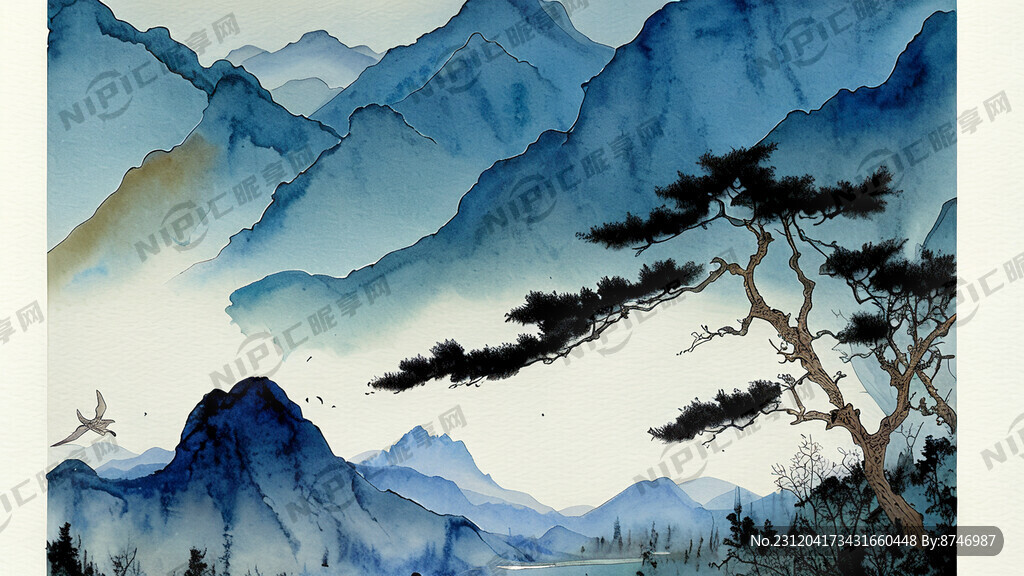 蓝色 山 远