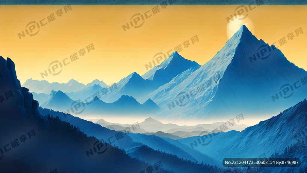蓝色 远山